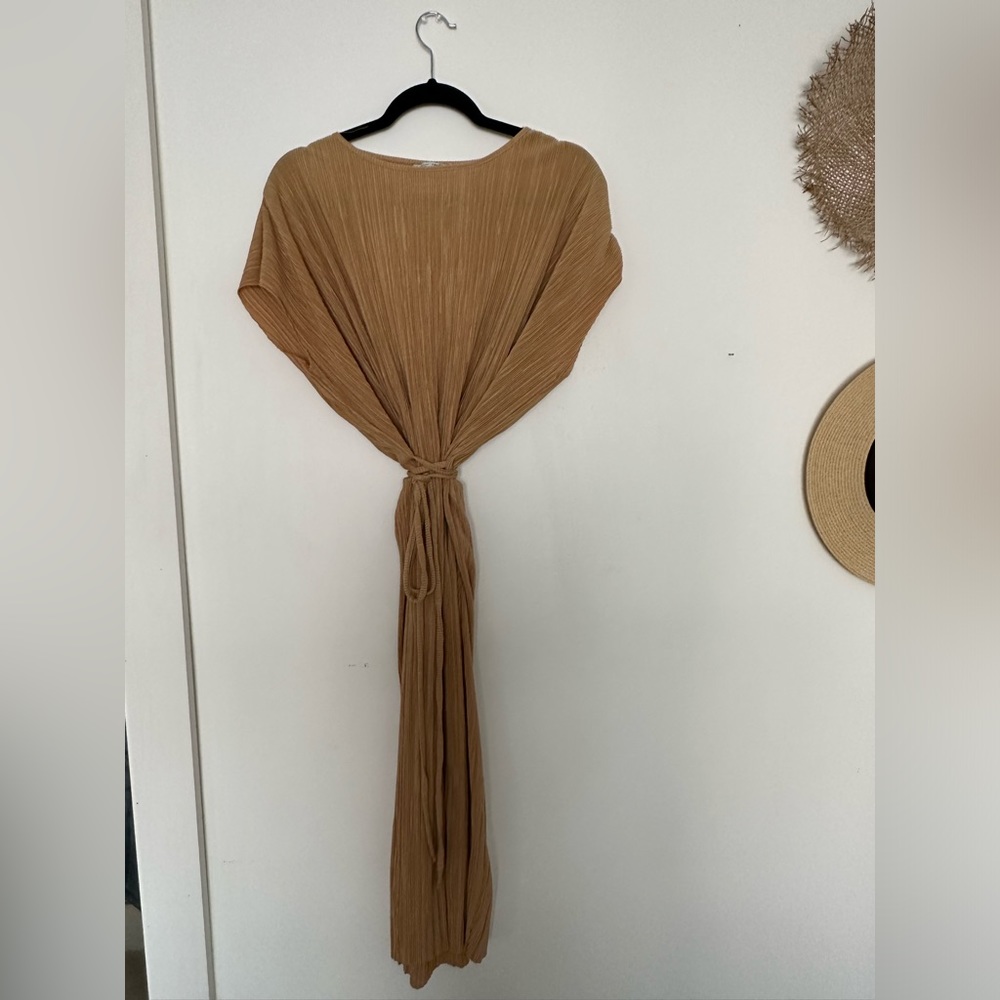 Authentic Zara Pleated Kaftan Tunic Dress in Gold